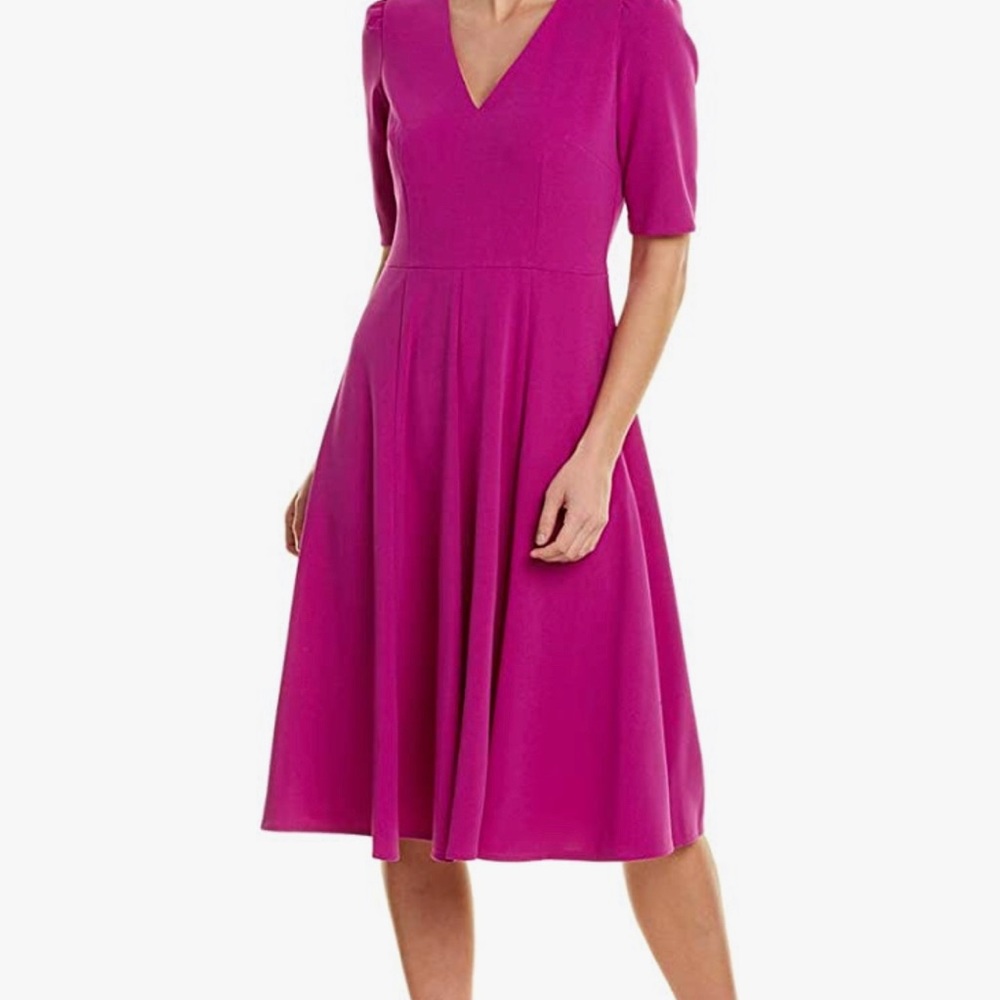 Blue 18w Donna Morgan V-neck Fit and Flare Dress